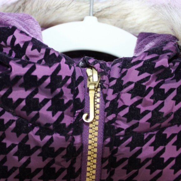 Juicy Couture Girls Hooded Puffer Coat NWT Faux Fur Trim Belted 10/12 - Picture 5 of 8